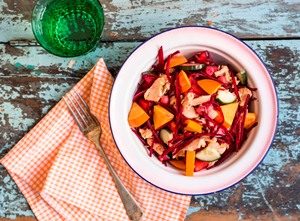 Tuna persimmon and beetroot salad
