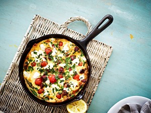 Chorizo Tomato Pan Omelette